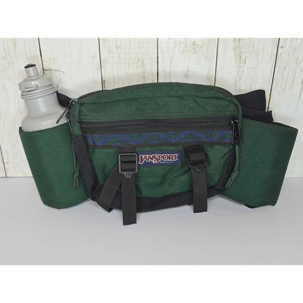Vintage 1990s Jansport Hiking Fanny Pack Waist Belt Bag Dual Water Bottle Holder